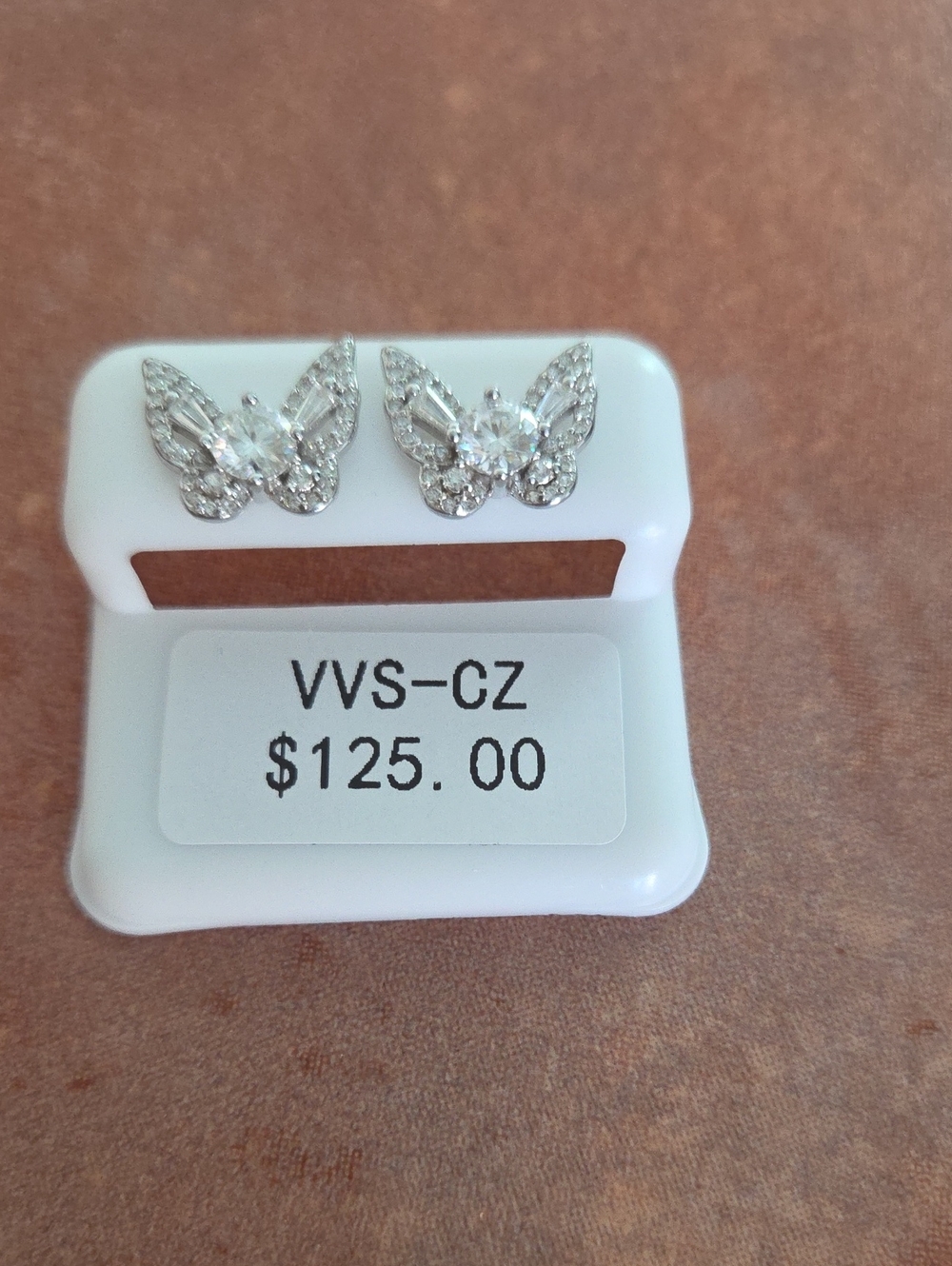 Sterling Silver Butterfly Cubic Zirconia Stud Earrings